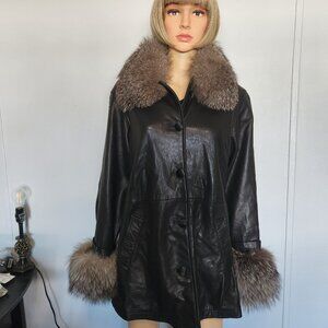#676 Leather/fox fur jacket